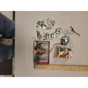 Vintage Christmas Ornaments Lot 12 Holiday Tree Decoration Angels Santa Squirrel